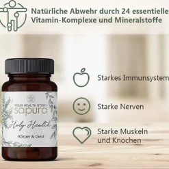 Holy Health Magnesium & Vitamin Komplex mit  MSM + L-Lysin * | 60 Kapseln|sapura