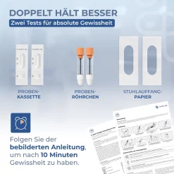 Homehulab 2x Helicobacter Pylori Schnelltest bei Gastritis und Sodbrennen - Ergebnis in Minuten><noscript><img width=