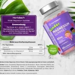Horbaach Magnesium 90mg Gummibärchen für Kinder| Clearance