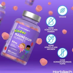 Horbaach Magnesium 90mg Gummibärchen für Kinder| Clearance