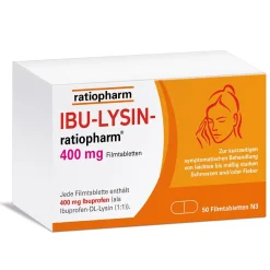 IBU-LYSIN-® 400 mg Filmtabletten: Lindern Kopfschmerzen schnell durch die Kombination aus Ibuprofen und dem Wirkbeschleuniger Lysin>ratiopharm Online