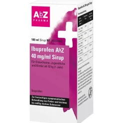 Ibuprofen AbZ 40 mg/ml Sirup: Hilft effektiv gegen Schmerzen und senkt Fieber, für Kinder ab 1 Jahr und 10 kg Körpergewicht, Jugendliche und Erwachsene, Saft>AbZ Pharma Hot