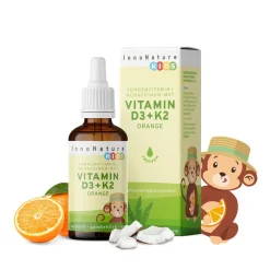 Vitamin D3+K2 Kids Tropfen, Orange | mit Vitamin D und Vitamin K | vegan|InnoNature