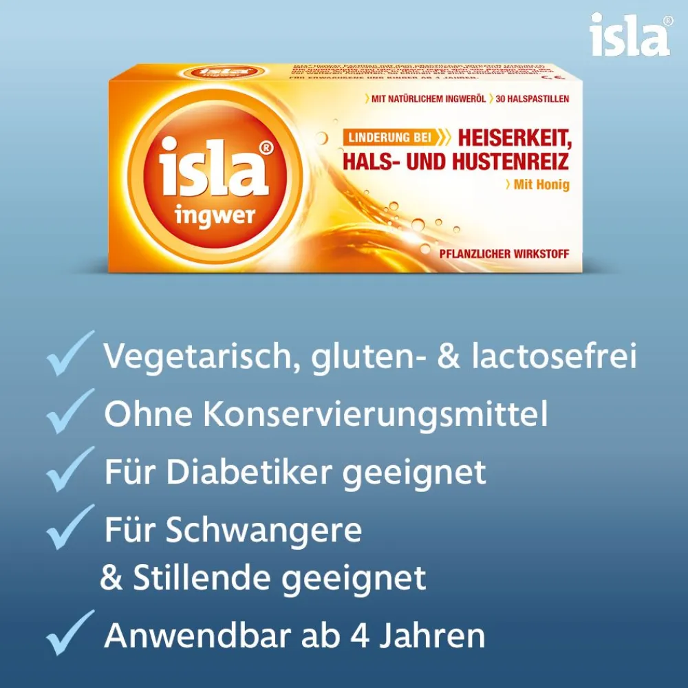 ingwer Halspastillen bei Halskratzen und Reizhusten>isla Hot