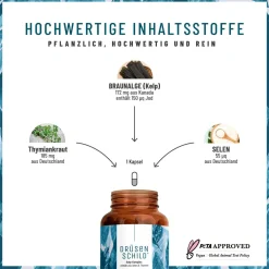 Jod Selen Kelp Komplex 180 vegane Kapseln Thymian Schilddrüse Drüsenschild ®>NATURTREU Online