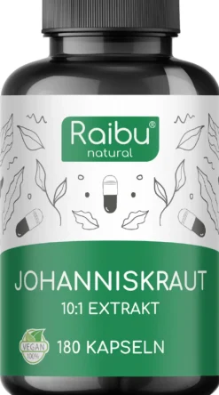 Johanniskraut Kapseln 180 St, Mit Natürliches Hypericin, Hergestellt in Deutschland –>Raibu Sale
