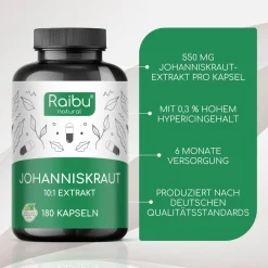 Johanniskraut Kapseln 180 St, Mit Natürliches Hypericin, Hergestellt in Deutschland –><noscript><img width=