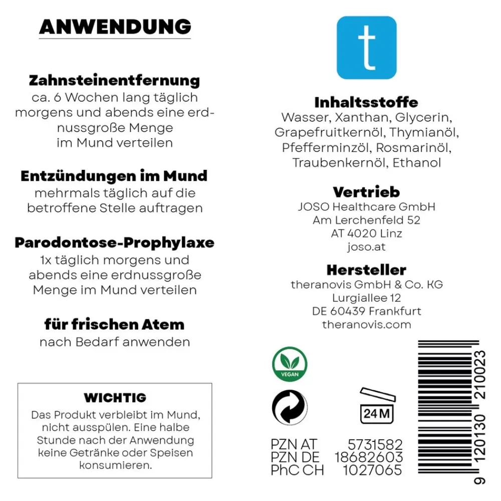 JOSO HEALTHCARE Theranovis® oral Zahnstein Gel> New