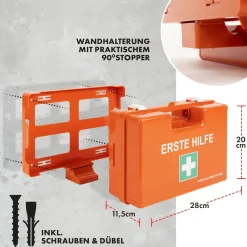 Erste-Hilfe-Koffer Klein DIN 13157 für kleine Betriebe - Mit Wandhalterung und 90° Stopper|KARAT Online