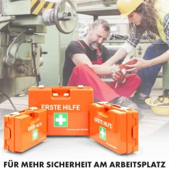 Erste-Hilfe-Koffer Klein DIN 13157 für kleine Betriebe - Mit Wandhalterung und 90° Stopper|KARAT Online