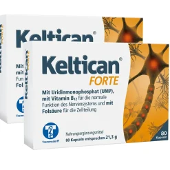 Keltican® forte Kapseln mit Uridinmonophosphat (UMP), Vitamin B12 und Folsäure zur Unterstützung der Nervenregeneration - Jetzt 10% mit dem Code dermapharm10 sparen*|Keltican forte Hot