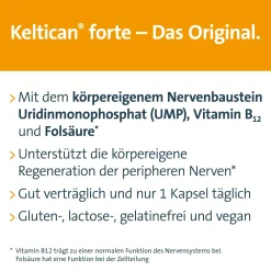Keltican® forte Kapseln mit Uridinmonophosphat (UMP), Vitamin B12 und Folsäure zur Unterstützung der Nervenregeneration - Jetzt 10% mit dem Code dermapharm10 sparen*|Keltican forte