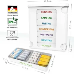 Kerpers® Pillendose 7 Tage mit je 4 Fächer „Basic“ bunt><noscript><img width=