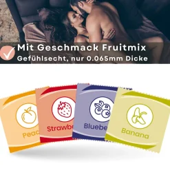 Kondome mit Geschmack Erdbeere, Banane, Pfirsich, Blaubeere -|LOVELYNESS Discount