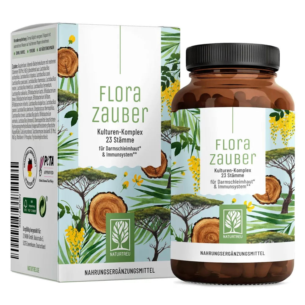 Kulturen Komplex 23 Bakterienstämme 60 vegane Kapseln magensaftresistent Florazauber ®|NATURTREU Clearance