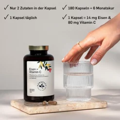© Eisen + Vitamin C – Curryblatt & Hagebutte – 14 mg Eisen – 180 Kapseln – vegan><noscript><img width=