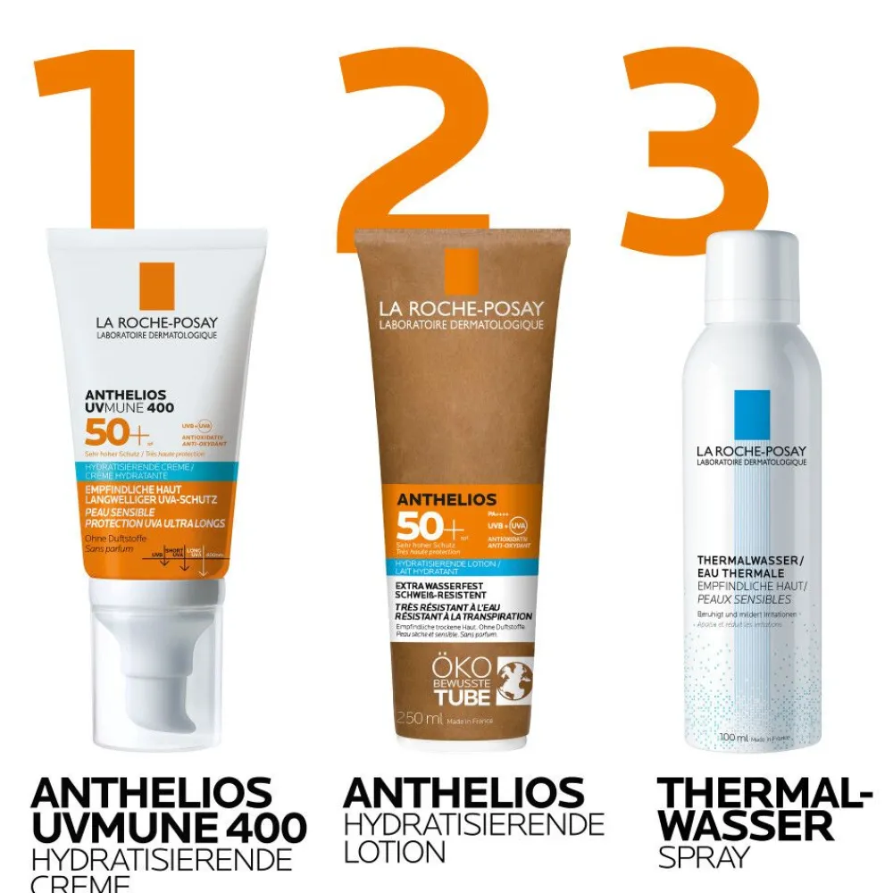 Anthelios Hydratisierende Creme UVMune 400 LSF 50+: Sonnencreme für das Gesicht bei trockener, empfindlicher Haut und Sonnenallergie|La Roche Posay Online