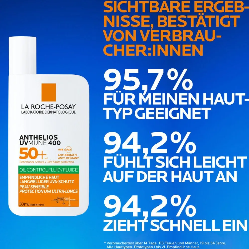 Anthelios UVMUNE 400 Oil Control Fluid Sonnenschutz für empfindliche Haut mit sehr hohem UV-Schutz LSF 50+. Für ölige Haut geeignet.>La Roche Posay Discount