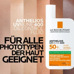 Anthelios UVMUNE 400 Oil Control Fluid Sonnenschutz für empfindliche Haut mit sehr hohem UV-Schutz LSF 50+. Für ölige Haut geeignet.><noscript><img data-lazyloaded=