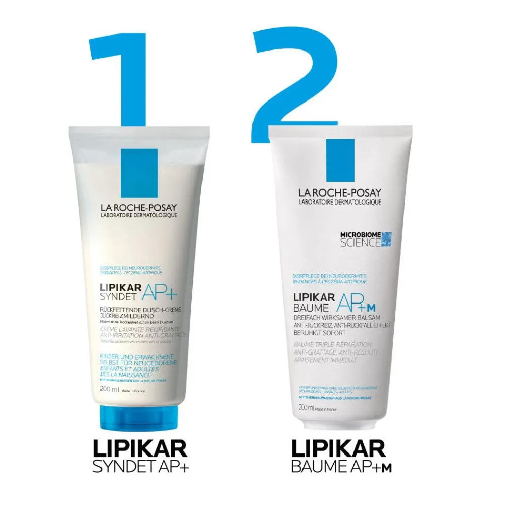 Lipikar Syndet AP+ Rückfettendes Duschgel für extrem trockene, zu Neurodermitis neigende Haut, auch für neugeborene Babys und Kinder|La Roche Posay Best