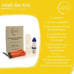 Lebertest – Leberfunktions-Selbsttest, Bluttest für Zuhause – Patris Health®><noscript><img width=
