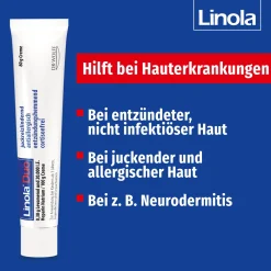 Linola® Duo - Cortisonfreie Creme gegen Juckreiz bei Neurodermitis und Ekzemen><noscript><img width=