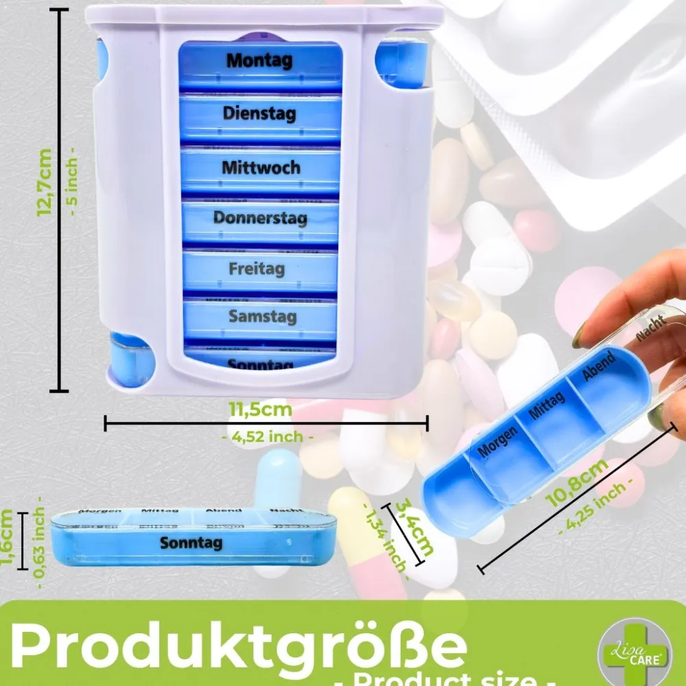 Tablettenbox - 7-Tage Medikamenten Dosierer - Tabletten Dispenser|LisaCARE