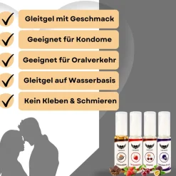 - Gleitgel mit Geschmack Erdbeere, Kirsche, Schokolade, Passionsfrucht im Set 120ml|LOVELYNESS Discount