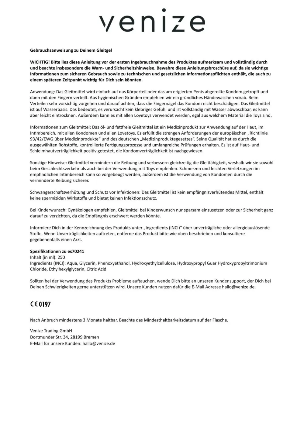 Lumunu Gleitmittel Gleitfreude , wasserbasiertes Gleitgel| Outlet