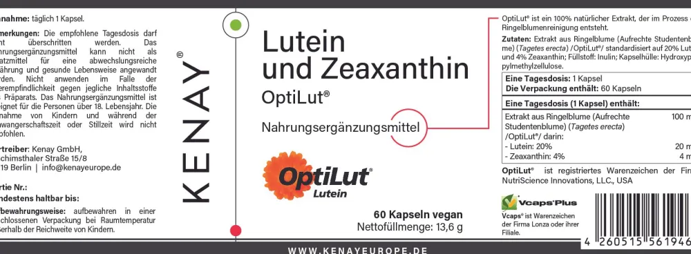 Lutein und Zeaxanthin OptiLut® | KENAY®> Hot