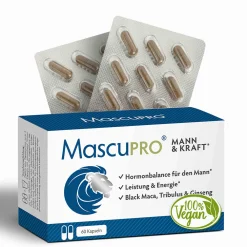 Mann & Kraft | Hormon Balance & Energie | schwarzes Maca & Aminosäuren|MASCUPRO Outlet