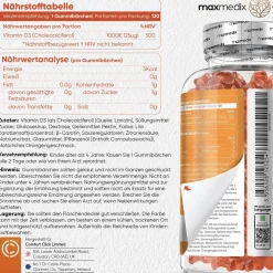 maxmedix Vitamin D3 Kinder Gummibärchen 1000 IE| Discount