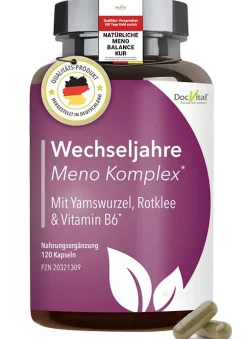 Meno Komplex Wechseljahre Kapseln - Yamswurzel & Rotklee für die Menopause - DocVital®| Discount