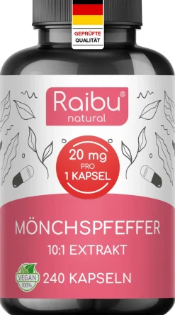 Mönchspfeffer Kapseln Hochdosiert, 20 mg pro Kapsel, 10:1 Extrakt, 240 St ->Raibu Sale