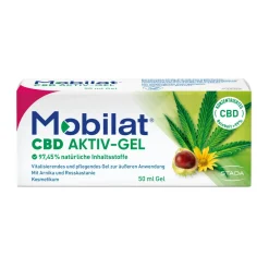 ® CBD Aktiv-Gel: Vitalisierendes und pflegendes Gel zur Entspannung beanspruchter Körperpartien. Mit hochkonzentriertem CBD (>99% Reinheit), Arnika-Extrakt und Rosskastanien-Extrakt.>Mobilat New