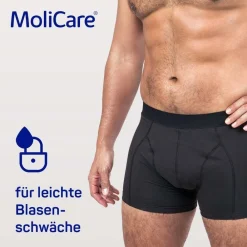 MEN – Diskrete waschbare Inkontinenzhose, schützende Boxershorts für sehr leichte Blasenschwäche, Größe M schwarz>MoliCare