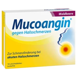 Mucoangin Waldbeere 20 mg | Lutschtabletten gegen Halsschmerzen, 3h Schmerzlinderung| Hot