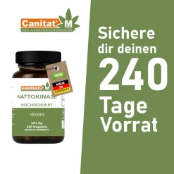 Nattokinase Hochdosiert 20.000FU/g | 240 Kapseln | 8 Monate Vorrat | Canitat M><noscript><img width=