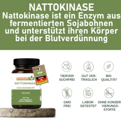 Nattokinase Hochdosiert 20.000FU/g | 240 Kapseln | 8 Monate Vorrat | Canitat M><noscript><img width=