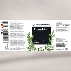 Bromelain – 400 mg (2000 F.I.P) – 90 magensaftresistente Kapseln – Ananas Extrakt>natural elements Best