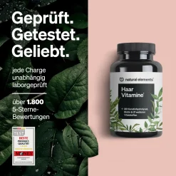 Haar Vitamine – 180 Kapseln mit Keratinhydrolysat, Biotin, Selen, Zink & mehr><noscript><img width=