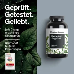 Magnesiumbisglycinat – Chelatiertes Magnesium – 180 Kapseln – 300mg Magnesium/Tag><noscript><img width=