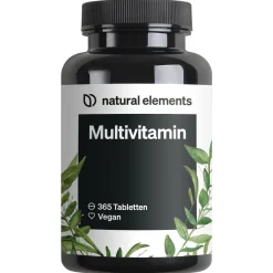 Multivitamin – 365 Tabletten Jahresvorrat – Vitamine A-Z, mit Vitamin K1 und K2|natural elements