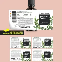 Vitamin A Tropfen – 50 ml – Vitamin A (Retinylpalmitat) in MCT-Kokosöl gelöst|natural elements New