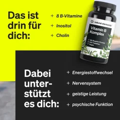 Vitamin B Komplex – 240 Tabletten – mit 8 essenziellen B-Vitaminen & Kofaktoren|natural elements Online