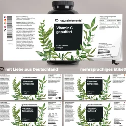 Vitamin C gepuffert 500mg – 365 Kapseln – magenschonend – pflanzliche Fermentation|natural elements Sale