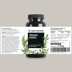Vitamin D3/K2 Depot – K2VITAL® – 99,7+% All-Trans K2-MK7 + 5000 IE Vitamin D3|natural elements New
