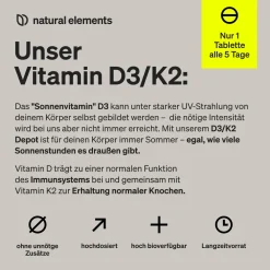 Vitamin D3/K2 Depot – K2VITAL® – 99,7+% All-Trans K2-MK7 + 5000 IE Vitamin D3|natural elements New