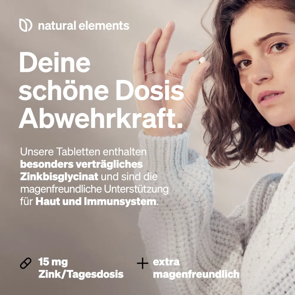 Zink 15mg – 365 Tabletten – gut verträgliches Zinkbisglycinat (Zink-Chelat)>natural elements Best