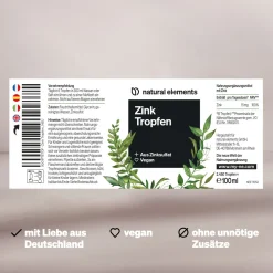 Zink Tropfen – 100ml – 15mg/Tagesdosis – Ionisches Zink (Zinksulfat) – Ohne Alkohol|natural elements Hot